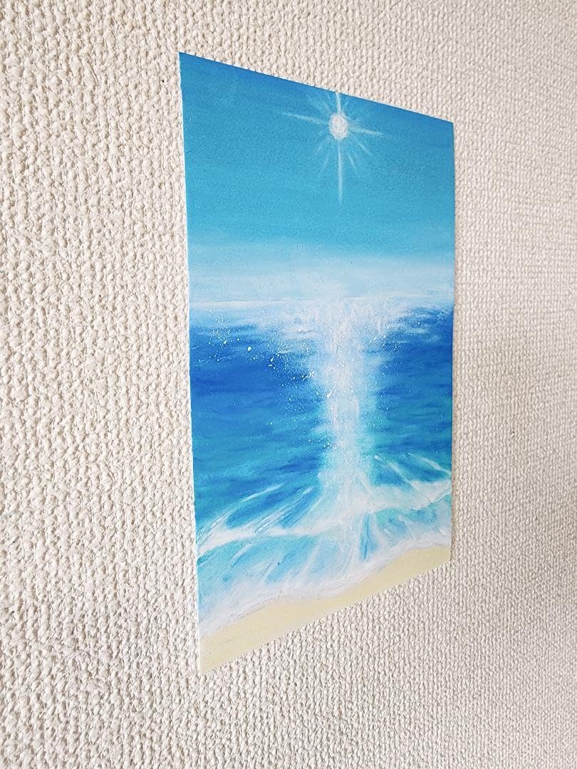眺める海の景色 パステル画 原画 いつか見た海と空3（パステル画 原画） 絵画 にゃんずら 通販